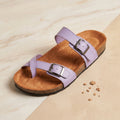 Leather slippers model 130 purple color