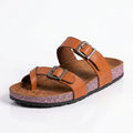 Leather slippers, model 130, honey color