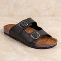 Leather slippers model 135 black