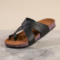 Leather slippers model 140 black