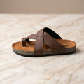 Leather slippers model 140 brown