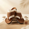 Leather slippers model 402 Havana color