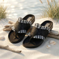Leather slippers model 402 black color
