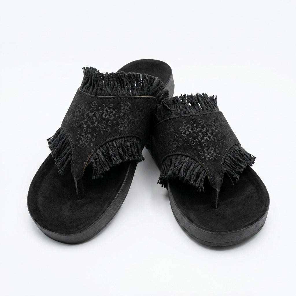 Women's leather slippers model 402 black color