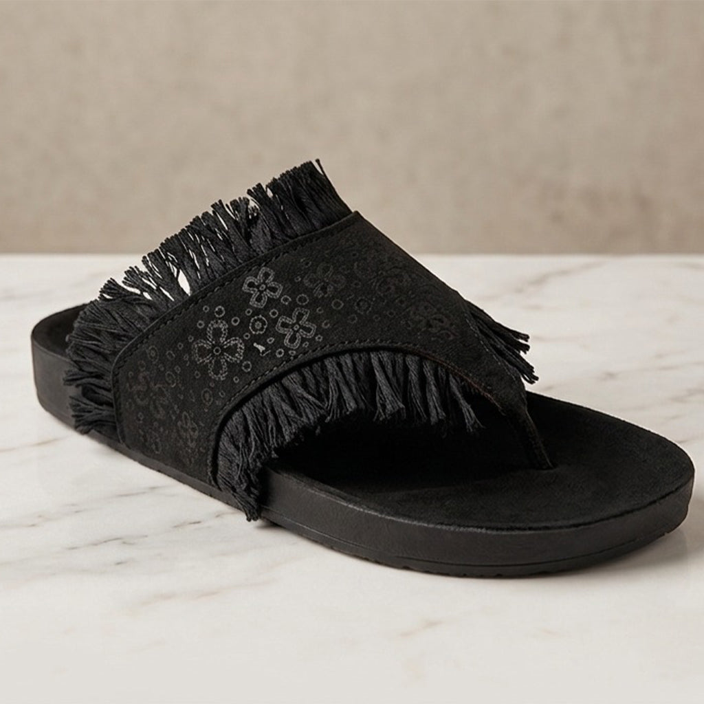Women's leather slippers model 402 black color